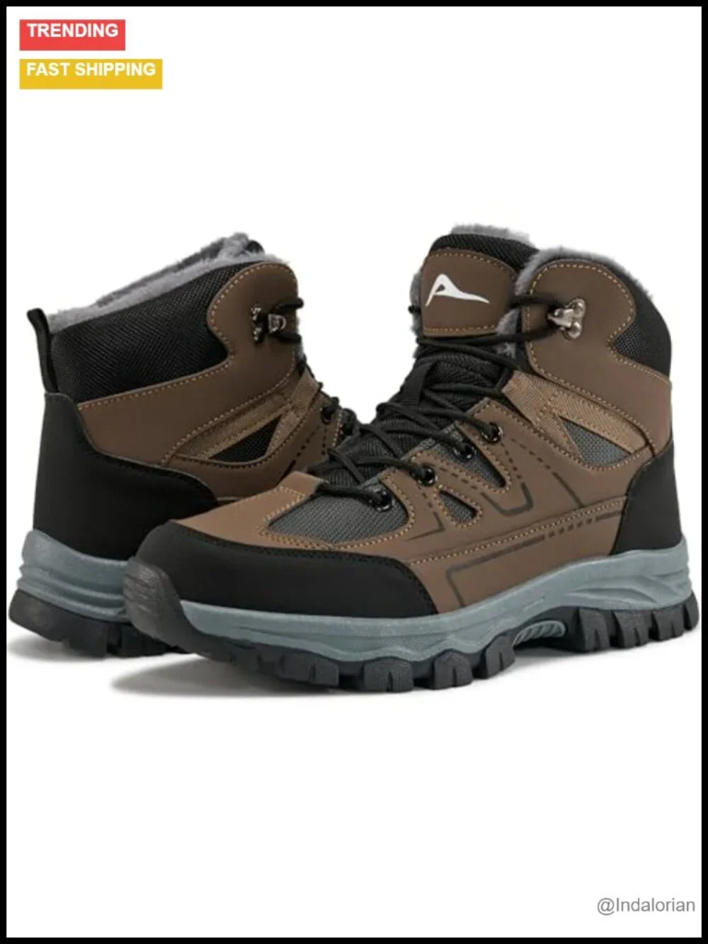 Winter Snow Boots for Men - Waterproof Faux Leather, Fur Lined, Anti Slip,